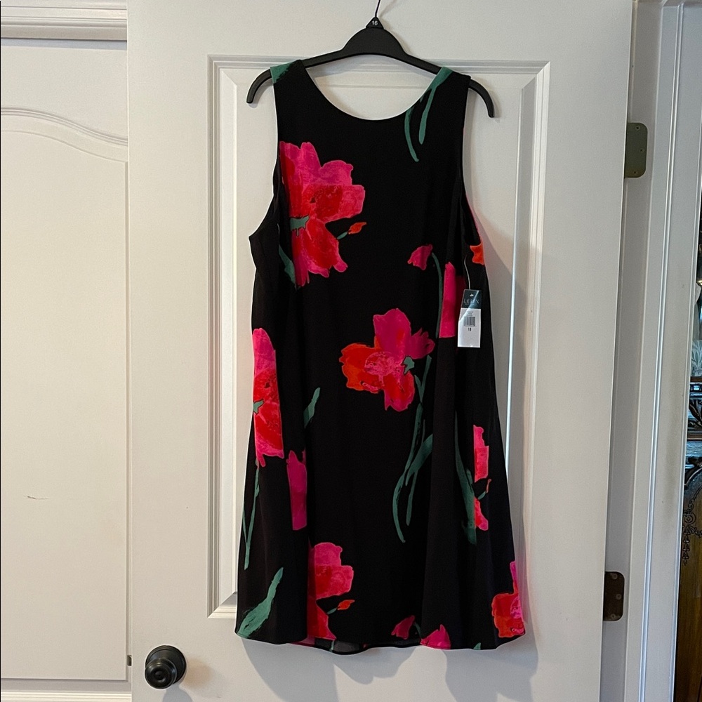 Ralph Lauren Black Dress with Pink Floral Design